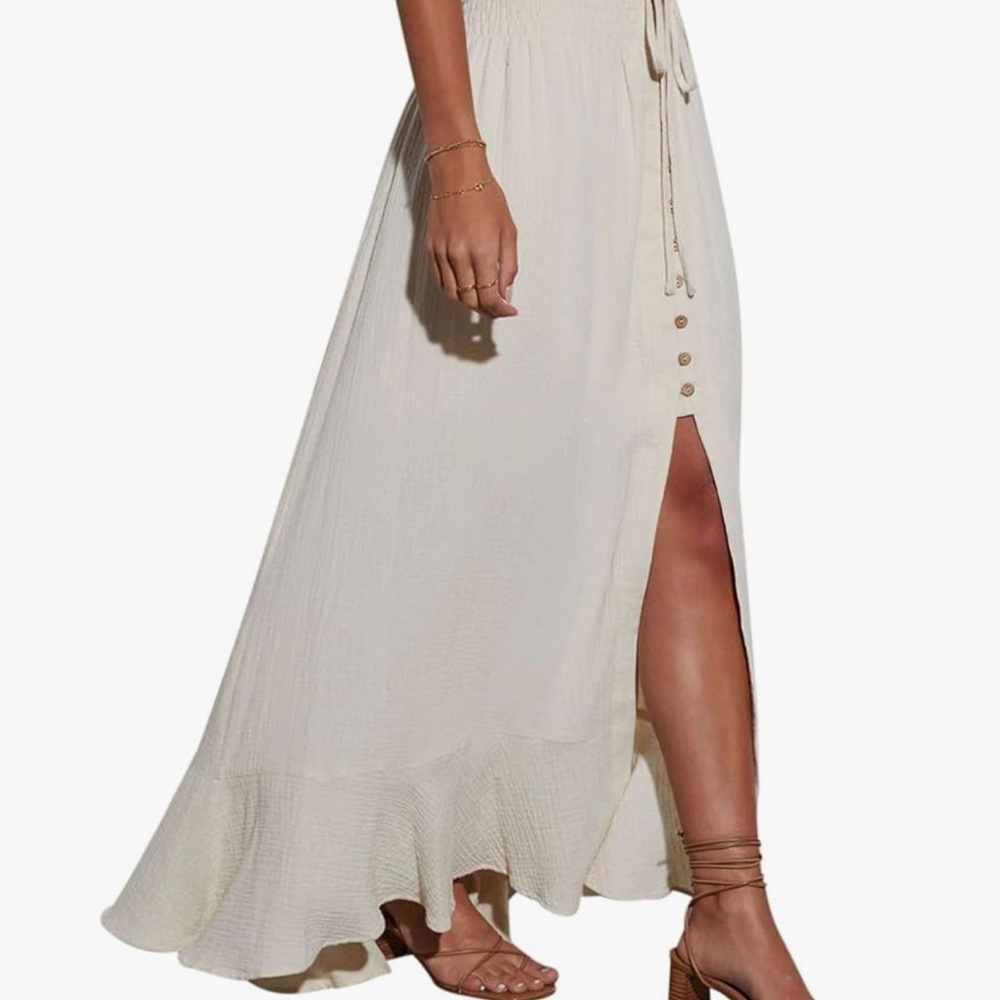 Elegant Cream Maxi Skirt